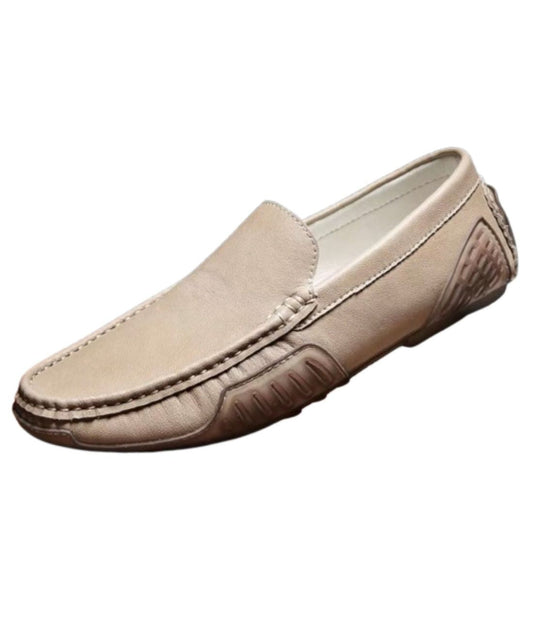 Men’s Driving Leather Loafers Sand Beige