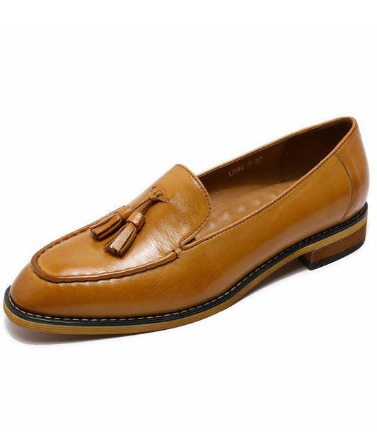 Men’s Tassel Leather Loafers Camel