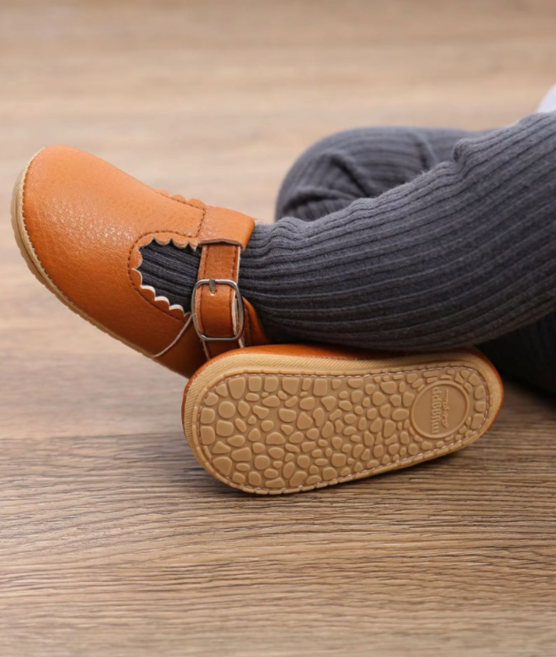 Baby Slip On Leather Loafers Coffee Brown