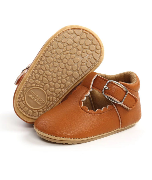 Baby Slip On Leather Loafers Coffee Brown