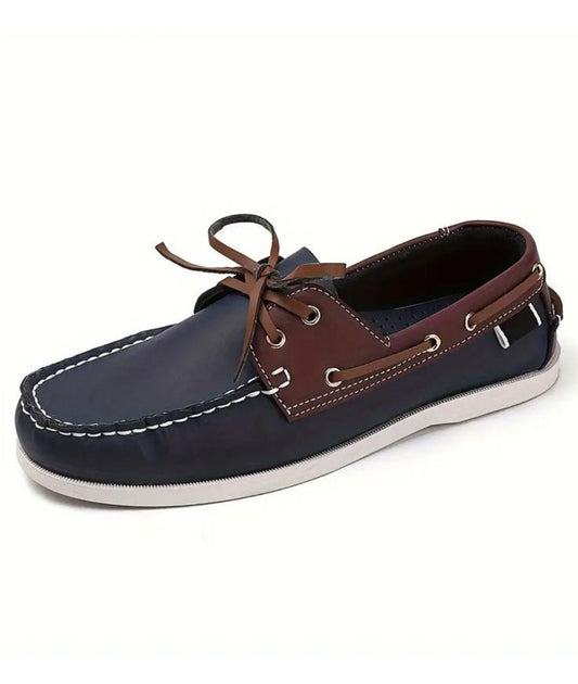 Men’s Lace Up Leather Loafers Navy