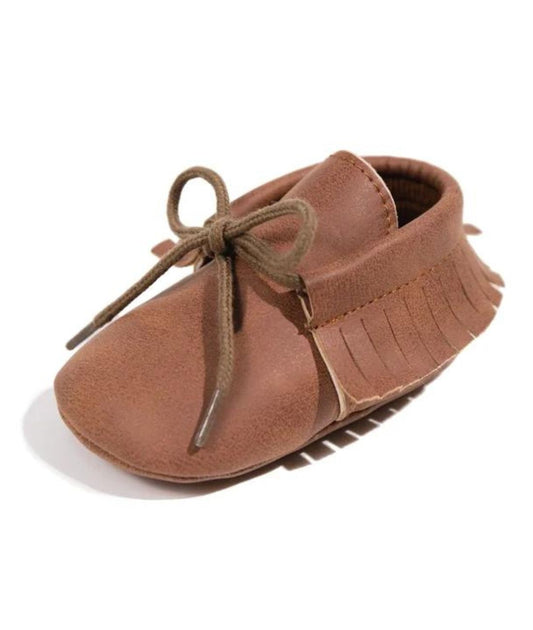 Baby Lace Up Suede Loafers Coffee Brown