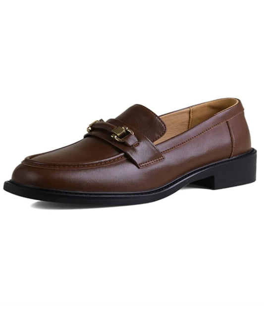 Mens Horsebit Patent Leather Loafers Coffee Brown