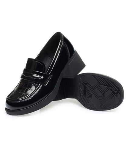Women’s Platform Patent Leather Loafers Deep Black