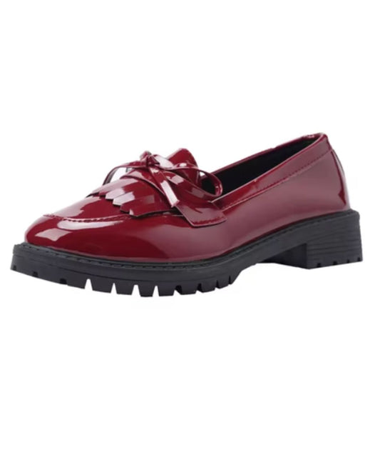 Women’s Tassel Patent Leather Loafers Burgundy