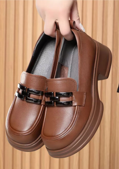 Women’s Chunky Leather Loafers Coffee Brown