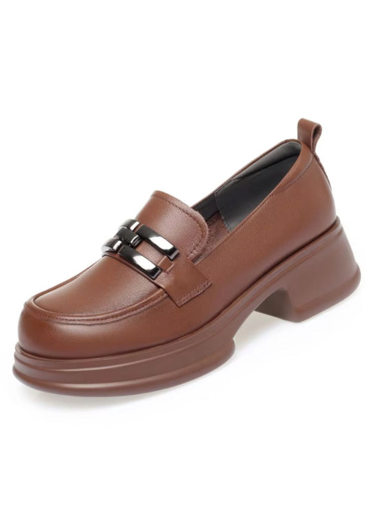 Women’s Chunky Leather Loafers Coffee Brown