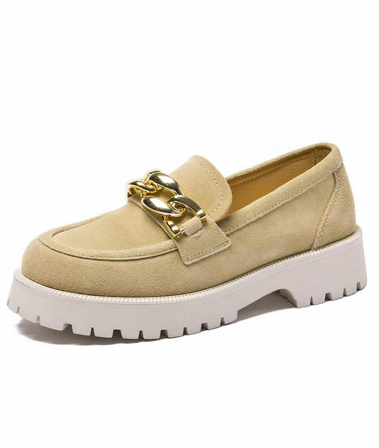Women’s Platform Patent Leather Loafers Sand Beige