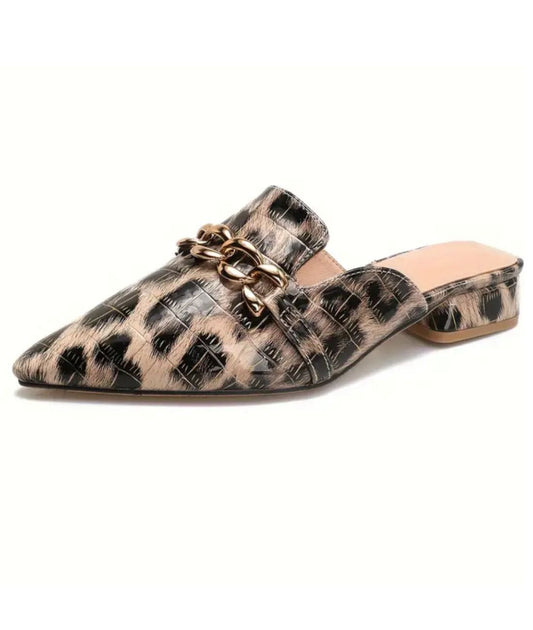 Women’s Mules Patent Leather Loafers Cognac Brown