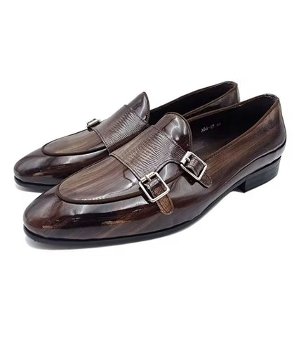 Men’s Slip On Patent Leather Loafers Coffee Brown
