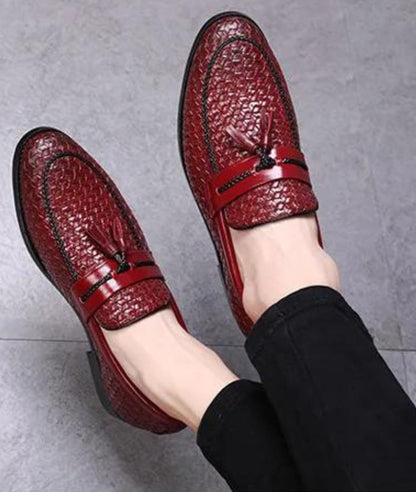 Men’s Tassel Leather Loafers Burgundy