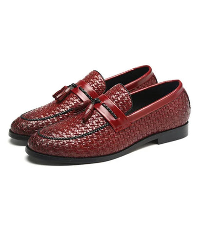 Men’s Tassel Leather Loafers Burgundy
