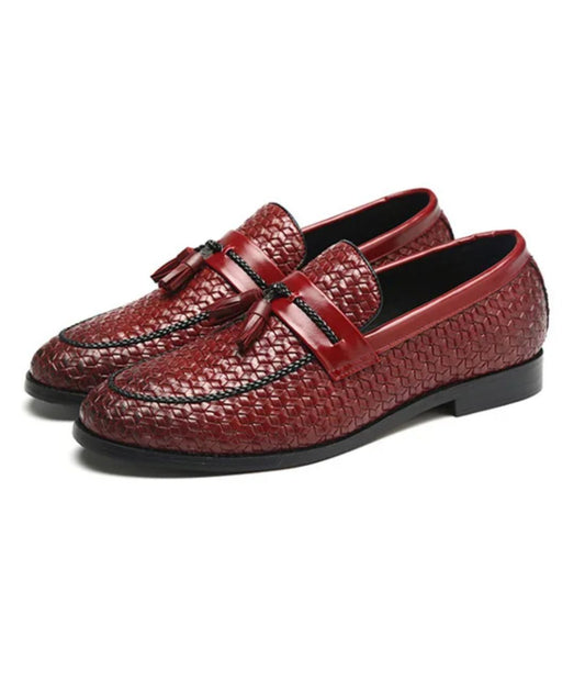 Men’s Tassel Leather Loafers Burgundy