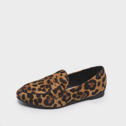 Leopard Print Leather Loafers for Women - Elegant & Comfortable